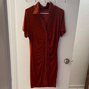 Fashion Nova Terracotta Button-Up Dress